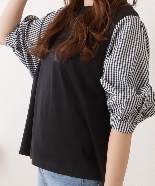 Lace Ladies(レースレディース)の「5分袖フェイクレイヤードドッキングブラウス(シャツ/ブラウス・レディース・ブラック×ホワイト/チェック/ネイビー×ホワイト/グレー・XL/M)」の13枚目の写真