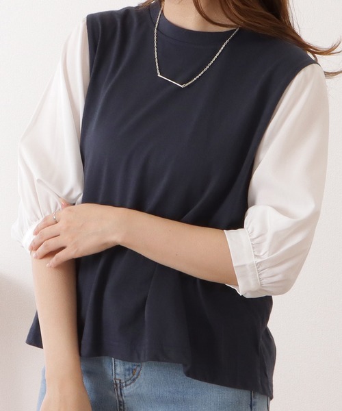 Lace Ladies(レースレディース)の「5分袖フェイクレイヤードドッキングブラウス(シャツ/ブラウス・レディース・ブラック×ホワイト/チェック/ネイビー×ホワイト/グレー・XL/M)」の17枚目の写真