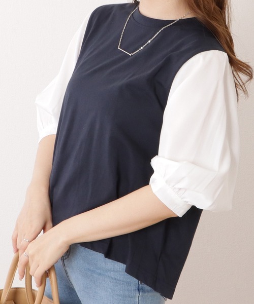 Lace Ladies(レースレディース)の「5分袖フェイクレイヤードドッキングブラウス(シャツ/ブラウス・レディース・ブラック×ホワイト/チェック/ネイビー×ホワイト/グレー・XL/M)」の18枚目の写真