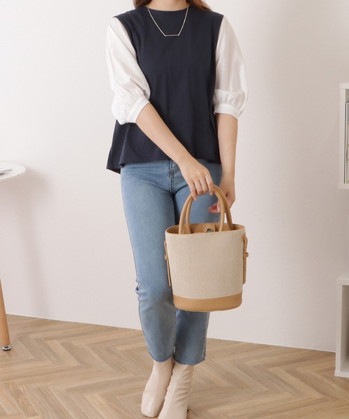 Lace Ladies(レースレディース)の「5分袖フェイクレイヤードドッキングブラウス(シャツ/ブラウス・レディース・ブラック×ホワイト/チェック/ネイビー×ホワイト/グレー・XL/M)」の19枚目の写真