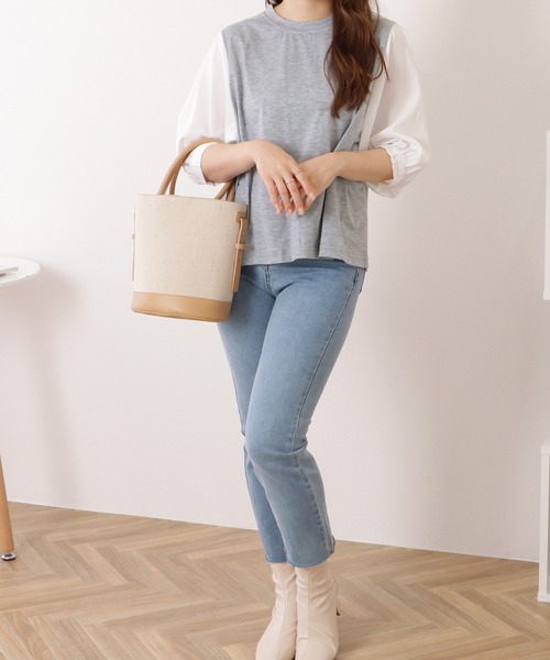 Lace Ladies(レースレディース)の「5分袖フェイクレイヤードドッキングブラウス(シャツ/ブラウス・レディース・ブラック×ホワイト/チェック/ネイビー×ホワイト/グレー・XL/M)」の21枚目の写真