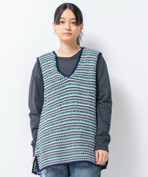 テープヤーンボーダーチュニックベスト