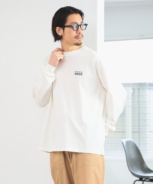 B:MING by BEAMS(ビーミングバイビームス)の「B:MING by BEAMS / ウィーク プリント クルーネック ロング Tシャツ(Tシャツ/カットソー・メンズ・サックスブルー/ベージュ/オフホワイト・LARGE/MEDIUM/SMALL/X-LARGE)」の2枚目の写真