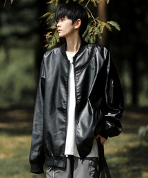 neos | 【neos -addictive design-】ルーズシルエット 合皮 MA-1 ジップ ブルゾン(ブルゾン)