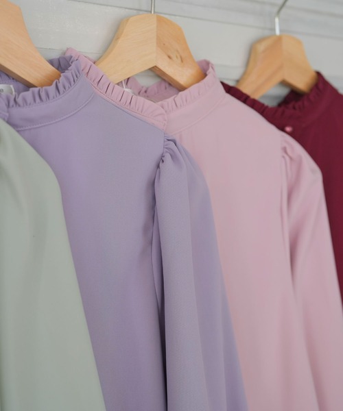 美品☆限定デザイン choucho スタンドカラー ブラウス 36 ベージュ