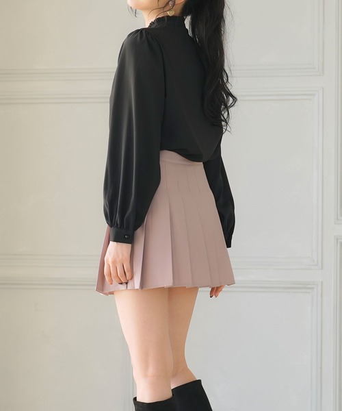 Newlyme(ニューリーミー)の「フリルスタンドカラーブラウス(シャツ/ブラウス・レディース・ブラック/グレイッシュブルー/パープル/ブルー/ホワイト/グリーン/チェリーピンク/ワイン・XX-LARGE/MEDIUM/LARGE/X-LARGE/SMALL)」の15枚目の写真