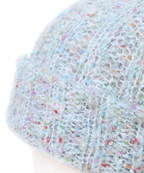 14+（イチヨンプラス）の「ブークレリブ編みニット（ニットキャップ/ビーニー・レディース・ブラック/ベージュ/イエロー/グレー/レッド/サーモンピンク/グレー系2/パープル・FREE/KIDS FREE）」の11枚目の写真