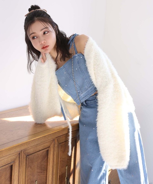 one after another NICE CLAUP(ワンアフターアナザーナイスクラップ)の「ハートスタッズデニム(デニムパンツ・レディース・ネイビー/ピンク/ブルー・SMALL/MEDIUM)」の4枚目の写真
