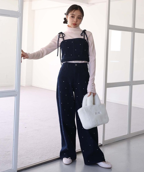 one after another NICE CLAUP(ワンアフターアナザーナイスクラップ)の「ハートスタッズデニム(デニムパンツ・レディース・ネイビー/ピンク/ブルー・SMALL/MEDIUM)」の12枚目の写真