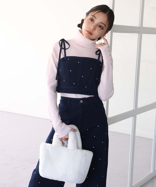 one after another NICE CLAUP(ワンアフターアナザーナイスクラップ)の「ハートスタッズデニム(デニムパンツ・レディース・ネイビー/ピンク/ブルー・SMALL/MEDIUM)」の13枚目の写真