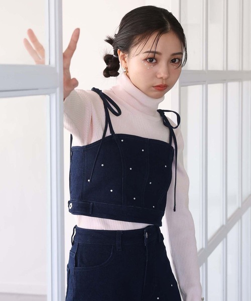 one after another NICE CLAUP(ワンアフターアナザーナイスクラップ)の「ハートスタッズデニム(デニムパンツ・レディース・ネイビー/ピンク/ブルー・SMALL/MEDIUM)」の14枚目の写真