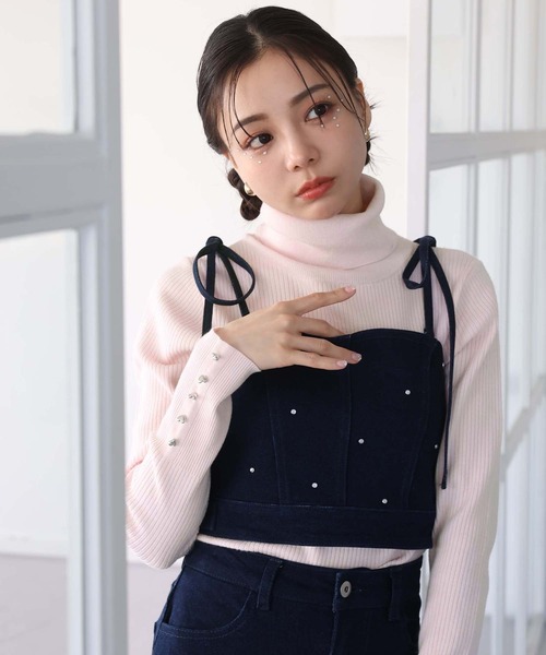 one after another NICE CLAUP(ワンアフターアナザーナイスクラップ)の「ハートスタッズデニム(デニムパンツ・レディース・ネイビー/ピンク/ブルー・SMALL/MEDIUM)」の15枚目の写真