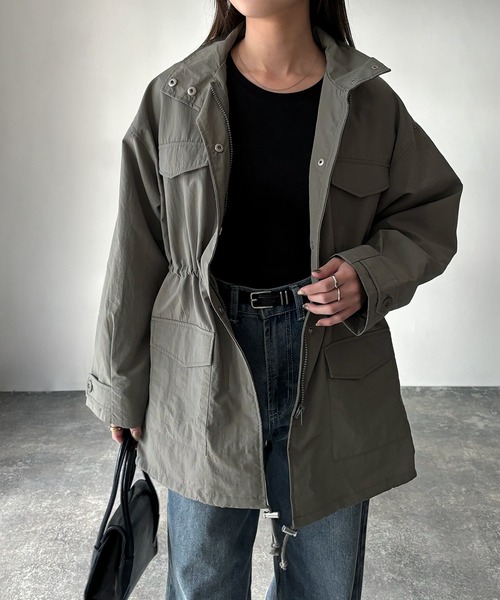 Riberry(リベリー)の「スタンドカラードロストミリタリージャケット(ミリタリージャケット・レディース・カーキ/アイボリー/ブラック・MEDIUM)」の13枚目の写真