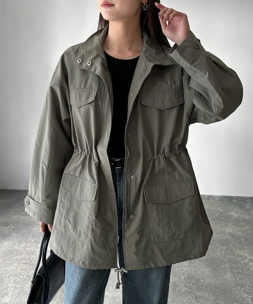 Riberry(リベリー)の「スタンドカラードロストミリタリージャケット(ミリタリージャケット・レディース・カーキ/アイボリー/ブラック・MEDIUM)」の11枚目の写真