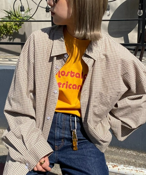 CIAOPANIC TYPY(チャオパニックティピー)の「ルーズシルエットチェックシャツ(シャツ/ブラウス・メンズ・ブラック/ベージュ/ネイビー/ブラウン/ブルー/グリーン/レッド/オフホワイト/ライム/サックスブルー/グレー/モカ/マスタード・SMALL/MEDIUM/LARGE/X-LARGE)」の7枚目の写真