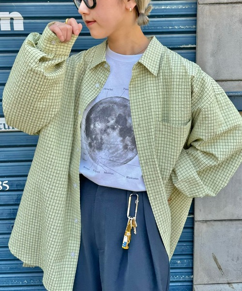 CIAOPANIC TYPY(チャオパニックティピー)の「ルーズシルエットチェックシャツ(シャツ/ブラウス・メンズ・ブラック/ベージュ/ネイビー/ブラウン/ブルー/グリーン/レッド/オフホワイト/ライム/サックスブルー/グレー/モカ/マスタード・SMALL/MEDIUM/LARGE/X-LARGE)」の8枚目の写真