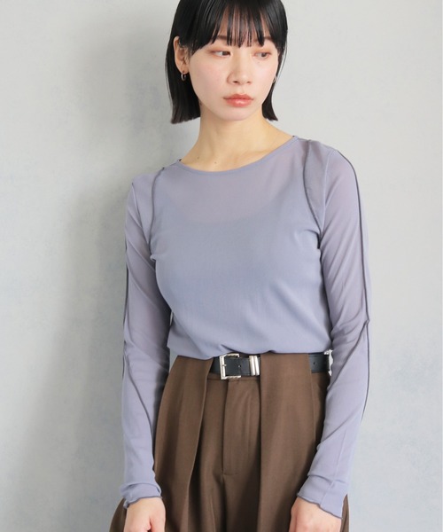 cheriella（シェリエラ）の「【cheriella】WEB限定ラインメロートップス WEB LIMITED LINE MERROW TOPS（Tシャツ/カットソー・レディース・ブラック/チャコールグレー/グレー/オフホワイト・M）」の4枚目の写真