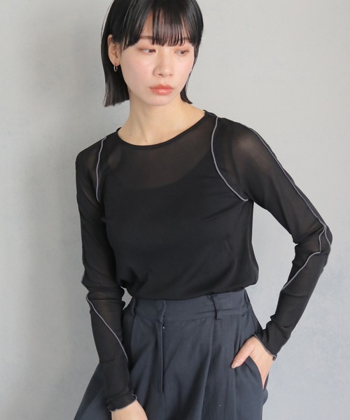 cheriella（シェリエラ）の「【cheriella】WEB限定ラインメロートップス WEB LIMITED LINE MERROW TOPS（Tシャツ/カットソー・レディース・ブラック/チャコールグレー/グレー/オフホワイト・M）」の2枚目の写真