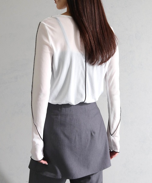 cheriella（シェリエラ）の「【cheriella】WEB限定ラインメロートップス WEB LIMITED LINE MERROW TOPS（Tシャツ/カットソー・レディース・ブラック/チャコールグレー/グレー/オフホワイト・M）」の18枚目の写真