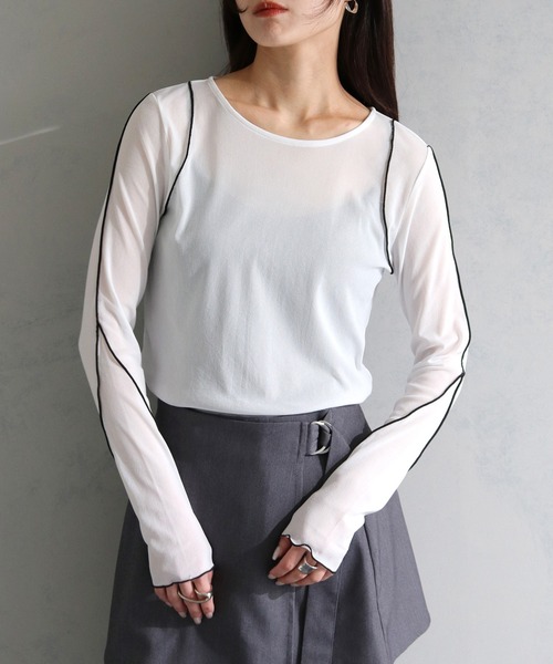 cheriella（シェリエラ）の「【cheriella】WEB限定ラインメロートップス WEB LIMITED LINE MERROW TOPS（Tシャツ/カットソー・レディース・ブラック/チャコールグレー/グレー/オフホワイト・M）」の16枚目の写真
