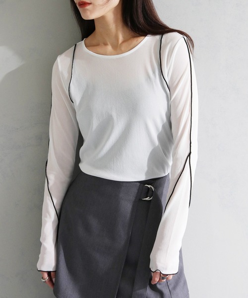 cheriella（シェリエラ）の「【cheriella】WEB限定ラインメロートップス WEB LIMITED LINE MERROW TOPS（Tシャツ/カットソー・レディース・ブラック/チャコールグレー/グレー/オフホワイト・M）」の15枚目の写真