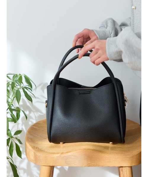 Edit Sheen（エディットシーン）の「パイピングダブルハンドルバッグ（ハンドバッグ・レディース・ベージュ/ホワイト/ピンク/ブルー/ブラック・FREE）」の3枚目の写真