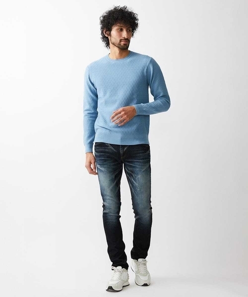 MICHEL KLEIN HOMME (ミッシェルクランオム)の「矢羽クルーネックニットカットソー(ニット/セーター・メンズ・ホワイト/ライトブルー/ブラック/ネイビー/ピンク・MEDIUM/LARGE/X-LARGE)」の15枚目の写真