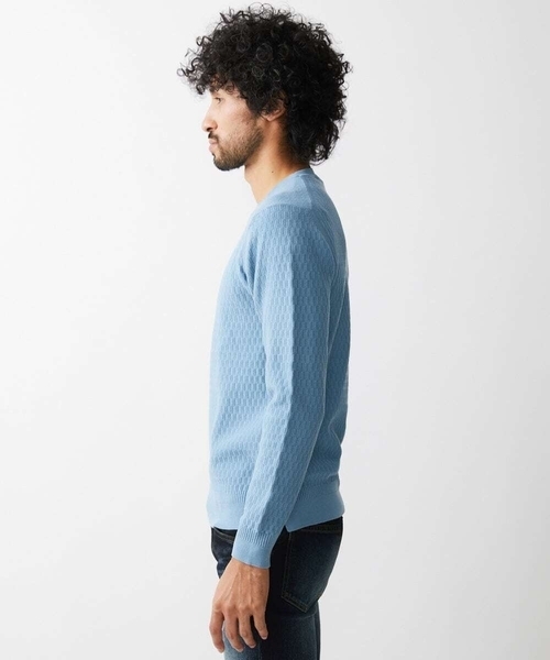 MICHEL KLEIN HOMME (ミッシェルクランオム)の「矢羽クルーネックニットカットソー(ニット/セーター・メンズ・ホワイト/ライトブルー/ブラック/ネイビー/ピンク・MEDIUM/LARGE/X-LARGE)」の13枚目の写真