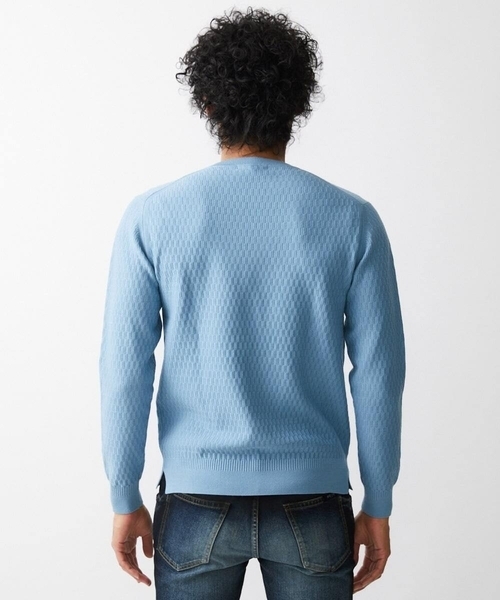 MICHEL KLEIN HOMME (ミッシェルクランオム)の「矢羽クルーネックニットカットソー(ニット/セーター・メンズ・ホワイト/ライトブルー/ブラック/ネイビー/ピンク・MEDIUM/LARGE/X-LARGE)」の9枚目の写真