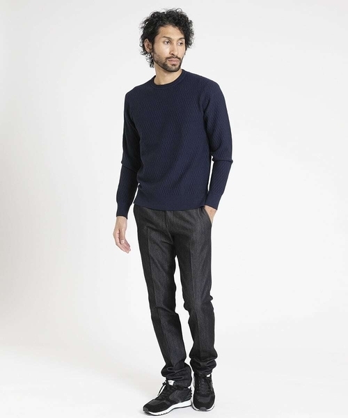 MICHEL KLEIN HOMME (ミッシェルクランオム)の「矢羽クルーネックニットカットソー(ニット/セーター・メンズ・ホワイト/ライトブルー/ブラック/ネイビー/ピンク・MEDIUM/LARGE/X-LARGE)」の7枚目の写真