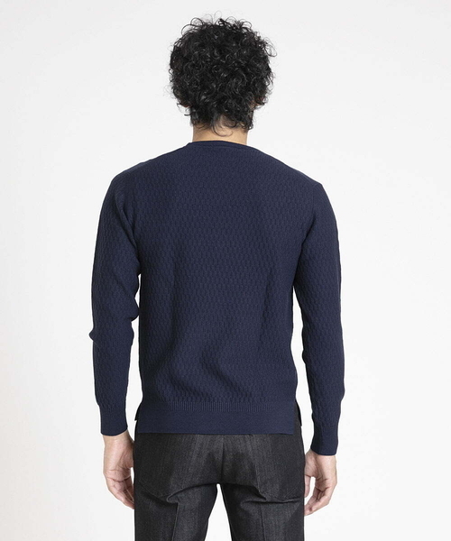 MICHEL KLEIN HOMME (ミッシェルクランオム)の「矢羽クルーネックニットカットソー(ニット/セーター・メンズ・ホワイト/ライトブルー/ブラック/ネイビー/ピンク・MEDIUM/LARGE/X-LARGE)」の14枚目の写真