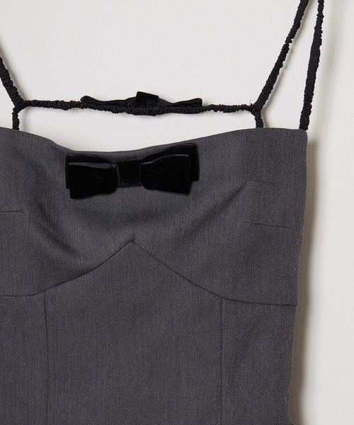 Chick(チック)の「Ribbon Camisole Dress / リボンキャミワンピース(ワンピース・レディース・グレー/チェック・S/M)」の4枚目の写真