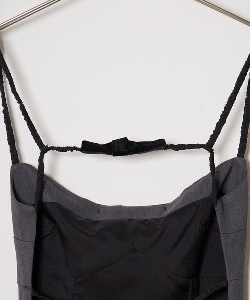 Chick(チック)の「Ribbon Camisole Dress / リボンキャミワンピース(ワンピース・レディース・グレー/チェック・S/M)」の6枚目の写真