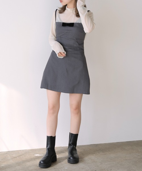 Chick(チック)の「Ribbon Camisole Dress / リボンキャミワンピース(ワンピース・レディース・グレー/チェック・S/M)」の13枚目の写真