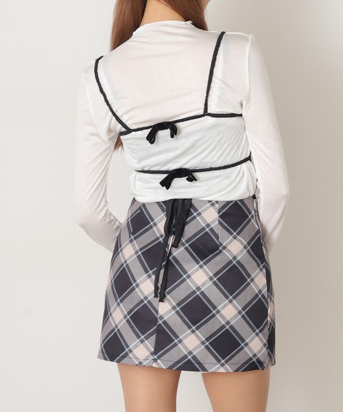 Chick(チック)の「Ribbon Camisole Dress / リボンキャミワンピース(ワンピース・レディース・グレー/チェック・S/M)」の17枚目の写真