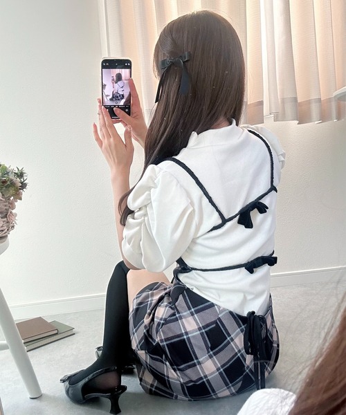 Chick(チック)の「Ribbon Camisole Dress / リボンキャミワンピース(ワンピース・レディース・グレー/チェック・S/M)」の22枚目の写真