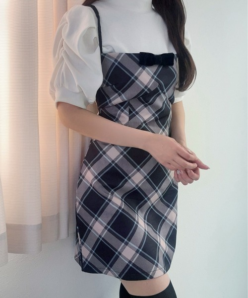 Chick(チック)の「Ribbon Camisole Dress / リボンキャミワンピース(ワンピース・レディース・グレー/チェック・S/M)」の21枚目の写真