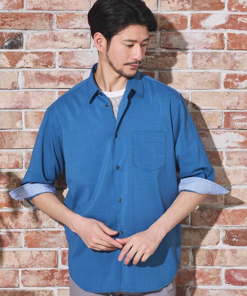 UNION STATION（ユニオンステーション）の「【限定展開商品】 Air Light/エアライト リラックスフィット レギュラーカラー 7分袖シャツ（シャツ/ブラウス・メンズ・ブルー/ライトブルー/ブラウン/グリーン/ネイビー/ベージュ・LL/L/M/S）」の6枚目の写真