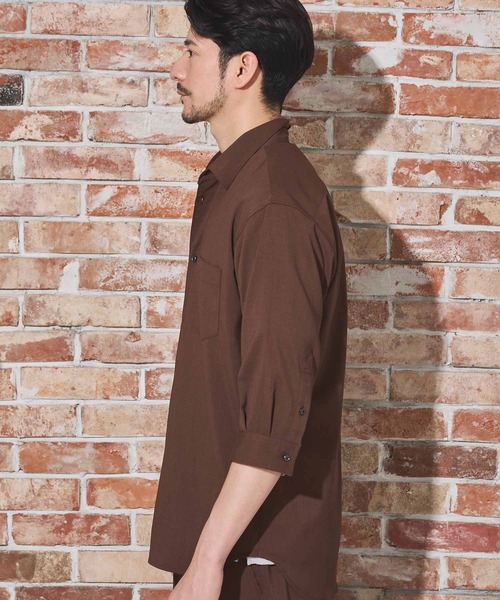 UNION STATION（ユニオンステーション）の「【限定展開商品】 Air Light/エアライト リラックスフィット レギュラーカラー 7分袖シャツ（シャツ/ブラウス・メンズ・ブルー/ライトブルー/ブラウン/グリーン/ネイビー/ベージュ・LL/L/M/S）」の14枚目の写真