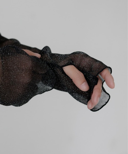 hellam（へラム）の「シアーラメハイネックカットソー（Tシャツ/カットソー・レディース・ブラック/グリーン/ホワイト/ブルー/グレー・FREE）」の10枚目の写真