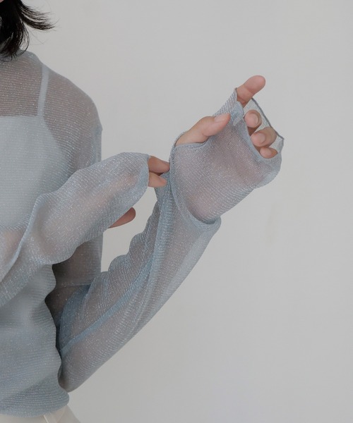 hellam（へラム）の「シアーラメハイネックカットソー（Tシャツ/カットソー・レディース・ブラック/グリーン/ホワイト/ブルー/グレー・FREE）」の15枚目の写真