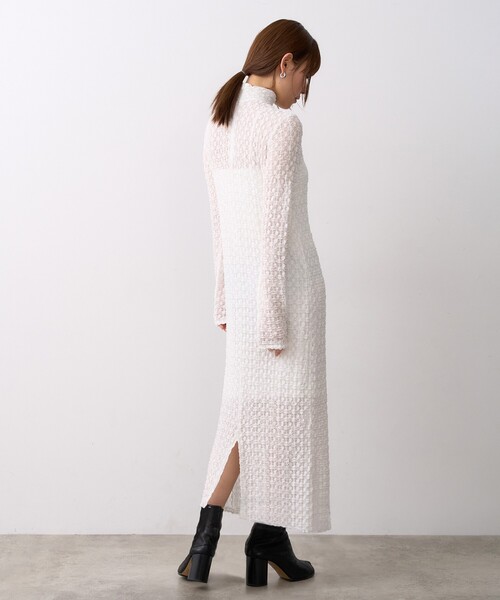 CODE A（コードエー）の「◆CODE A｜shrink lace dress（ワンピース・レディース・ホワイト/サンドベージュ・00）」の4枚目の写真
