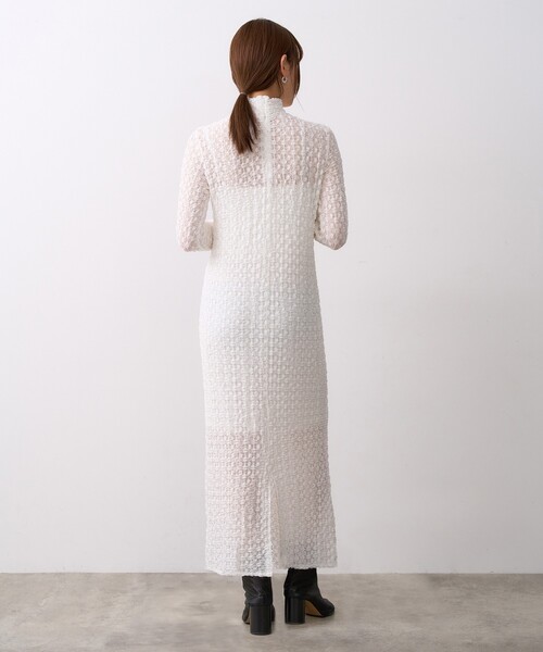 CODE A（コードエー）の「◆CODE A｜shrink lace dress（ワンピース・レディース・ホワイト/サンドベージュ・00）」の5枚目の写真