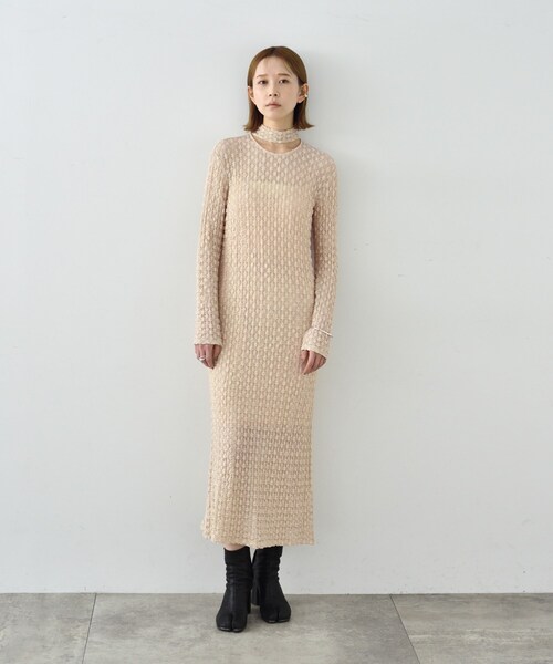 CODE A（コードエー）の「◆CODE A｜shrink lace dress（ワンピース・レディース・ホワイト/サンドベージュ・00）」の11枚目の写真