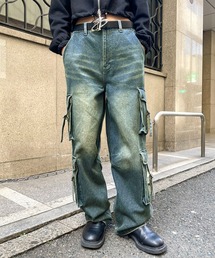 最終価格【Attitude Makes style！】パープルデニムカーゴパンツ カーゴパンツ デニムパンツ」に該当するSPINNS｜スピンズの