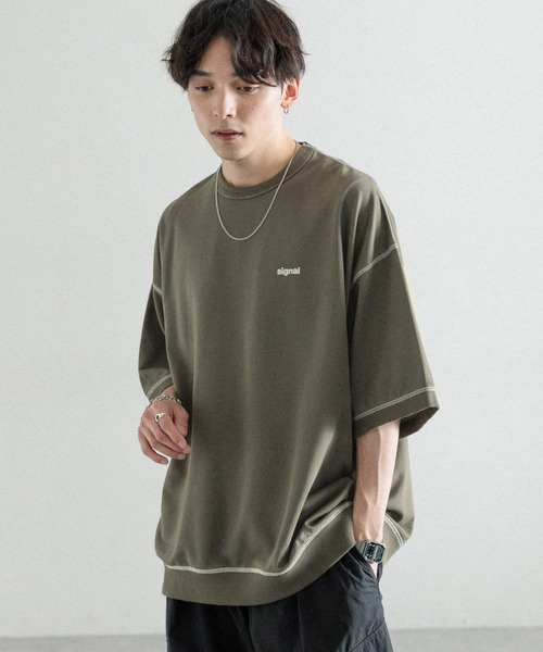 SIGNAL SPORTS(シグナルスポーツ)の「【SIGNAL SPORTS】ONE POINT COLOR SWEAT/ワンポイント刺繍/カラーミニ裏毛クルーネックTシャツ(Tシャツ/カットソー・メンズ・イエロー系その他/スミクロ/オレンジ/オフホワイト/イエロー系その他2・MEDIUM/LARGE)」の3枚目の写真