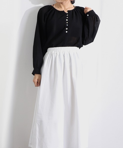 Miniministore（ミニミニストア）の「フロントボタン ブラウス バルーンシャツ（シャツ/ブラウス・レディース・ホワイト/ブラック・FREE）」の9枚目の写真