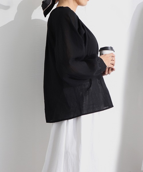 Miniministore（ミニミニストア）の「フロントボタン ブラウス バルーンシャツ（シャツ/ブラウス・レディース・ホワイト/ブラック・FREE）」の10枚目の写真