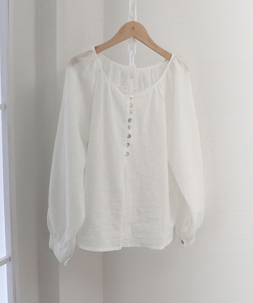 Miniministore（ミニミニストア）の「フロントボタン ブラウス バルーンシャツ（シャツ/ブラウス・レディース・ホワイト/ブラック・FREE）」の12枚目の写真
