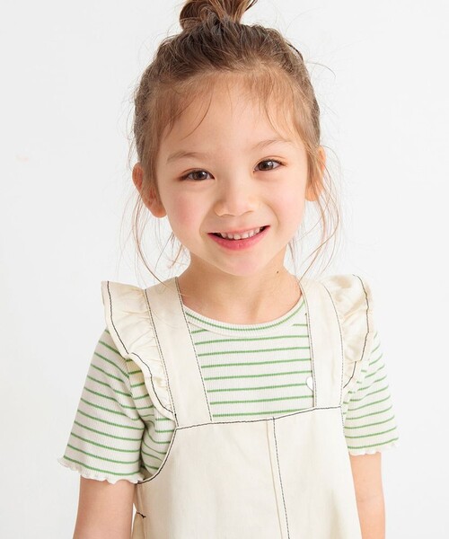 BRANSHES（ブランシェス）の「【GOOD PRICE】ストレッチテレコ半袖Tシャツ（Tシャツ/カットソー・キッズ・ピンク/その他/ライトグリーン/オフホワイト/ブラック・90/120/110/100/150/140/130/80）」の3枚目の写真